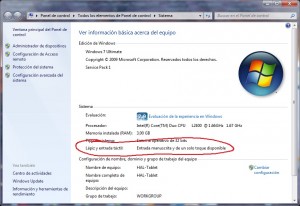 Windows 7 con entrada manuscrita disponible